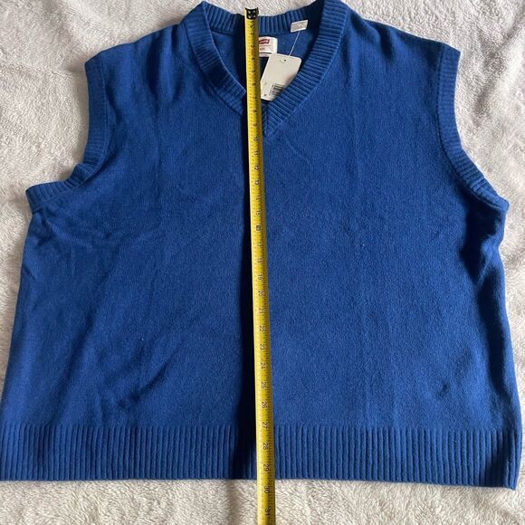 Levi's Sweater Vest Royal Blue Knit Pull Over Mens Medium Cotton Vneck XXL NWT - Picture 3 of 7